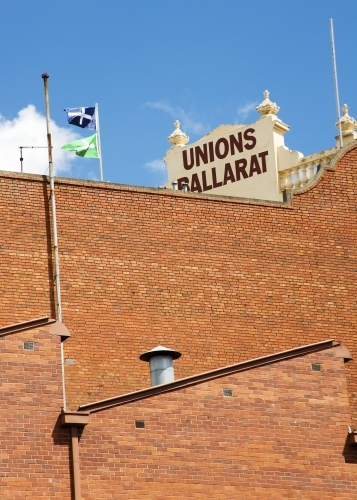 Trades Hall building Ballarat and brick wall - Australian Stock Image