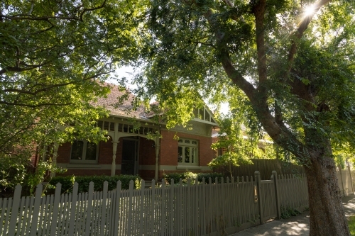 Traditional character brick constructed home on a suburban street of Melbourne - Australian Stock Image