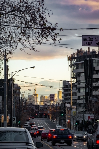 Traffic on High St Melbourne - Australian Stock Image