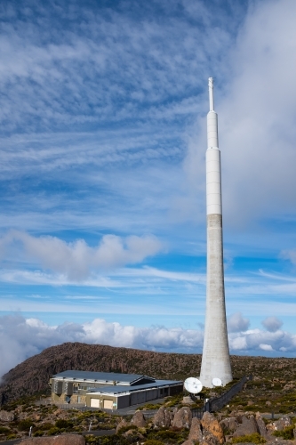 Transmission Tower on top of Mt Wellington in Hobart, Tasmania - Australian Stock Image