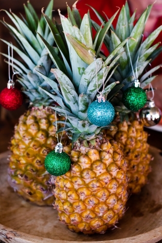 Tropical Christmas Pineapples - Australian Stock Image
