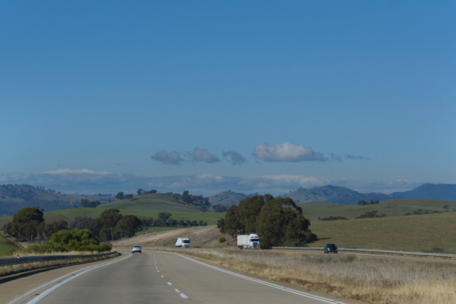 Trucks and cars on Hume Highway - Australian Stock Image