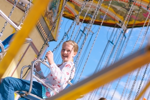 tween girl on ride at Royal Show