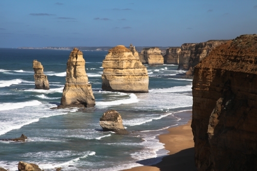 Twelve Apostles sunlit - Australian Stock Image