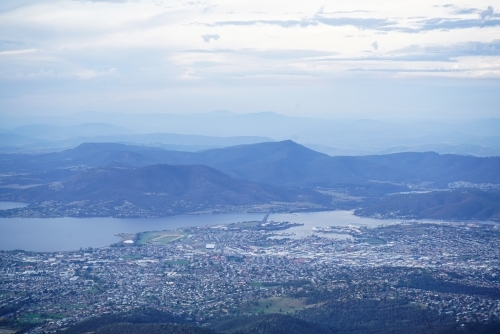 Twilight Hobart City View from Mt Wellington
