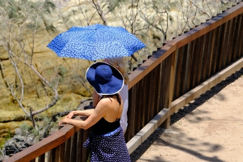 Two women enjoying the views from the Gorge Walk, Straddie - Australian Stock Image