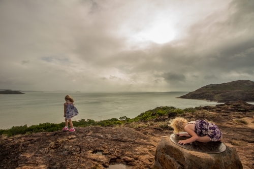 Two young girls at Cape York - Australian Stock Image