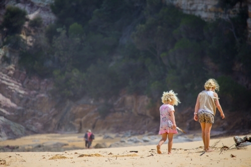 Two young girls on the beach - Australian Stock Image