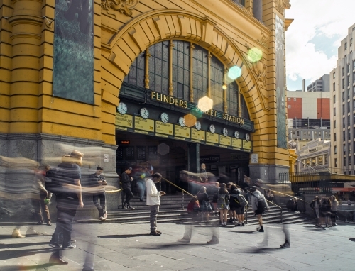 Under the clocks at Flinders Street Station - Australian Stock Image