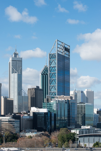 Up Close To The Perth CBD Skyline - Australian Stock Image