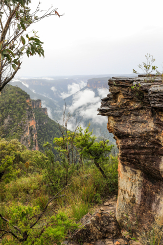 Valley and mountain landscape viewed from Anvil Hill Lookout - Australian Stock Image