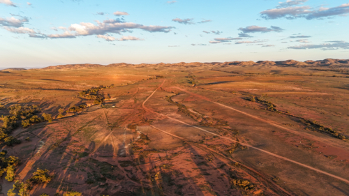 Vast outback ranges at golden hour - Australian Stock Image