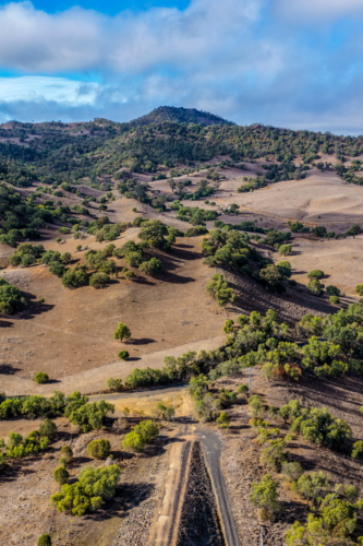 Vertical Aerial view of the mountain landscape at Glenbawn in NSW Australia. - Australian Stock Image