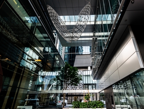 View in a modern laneway between city buildings - Australian Stock Image