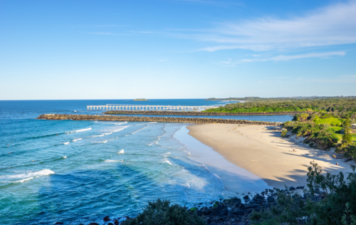 View of Duranbah Beach from Point Danger - Australian Stock Image