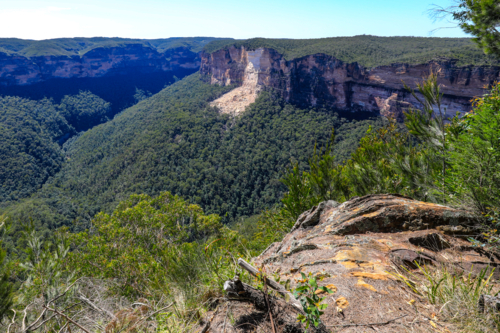 View of Grose Valley from Evans Lookout in the Blue Mountains - Australian Stock Image