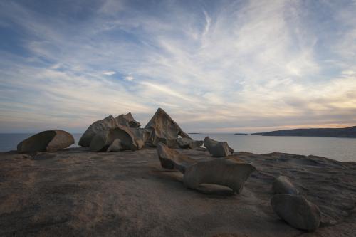View of sea and sky over Remarkable rocks at twilight - Australian Stock Image