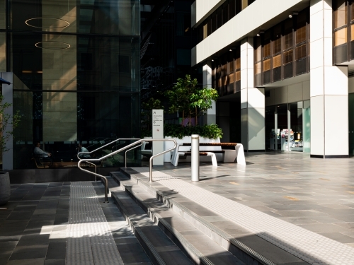 View of walkway and steps between city buildings - Australian Stock Image