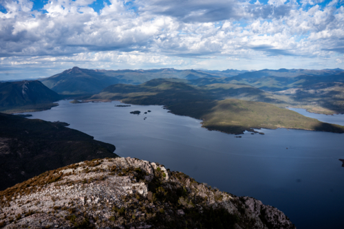View on lake Burbury from a Tasmanian mountain - Australian Stock Image