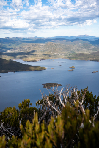 View on lake Burbury from a Tasmanian mountain - Australian Stock Image