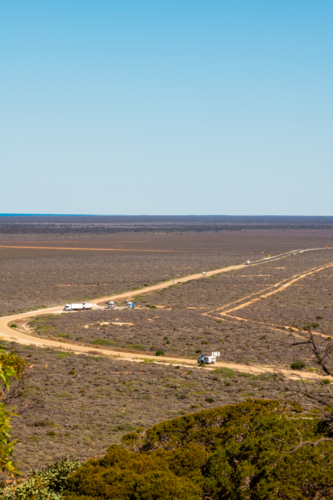View on top of escarpment looking west along Eyre Highweay, Eucla, Western Austtralia - Australian Stock Image