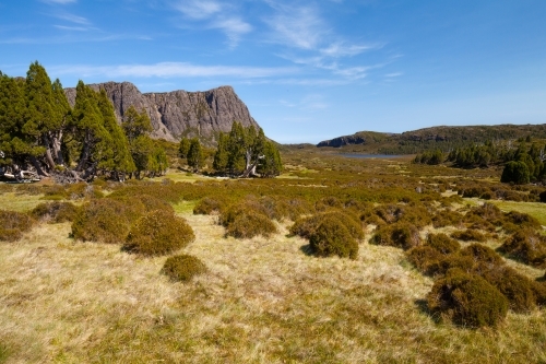 View towards King Davids Peak and Lake Salome - Walls of Jerusalem Nat. Park - Tasmania - Australian Stock Image