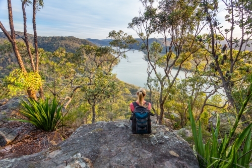 Views over river from the Australian bushland - Australian Stock Image