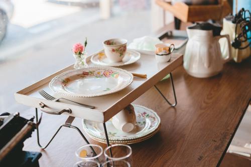 Vintage homewares in an opshop - Australian Stock Image
