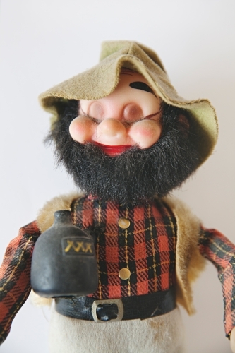 Vintage old swagman toy doll with beard - Australian Stock Image