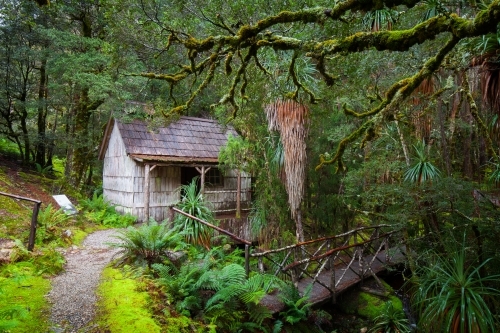 Waldheim Chalet Bathhouse - Cradle Mtn Lake St Clair N.P - Tasmania - Australian Stock Image