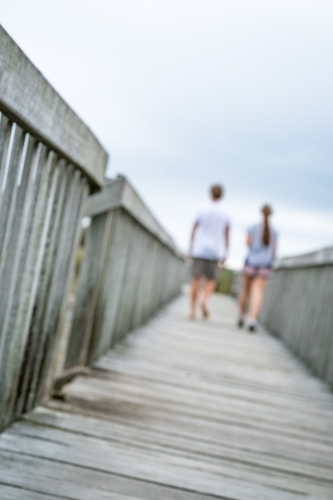Walking down the boardwalk - Australian Stock Image