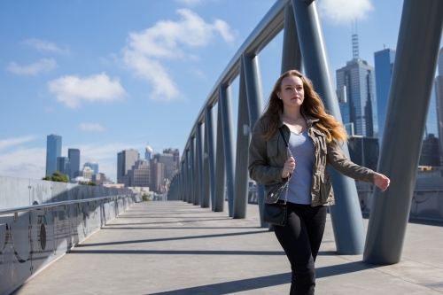 Walking from Melbourne City to MCG - Australian Stock Image