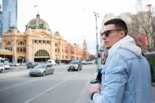 Walking in Melbourne City - Australian Stock Image