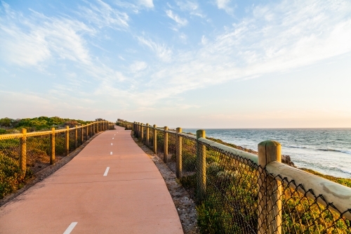 Walking path beside the coast in the evening - Australian Stock Image