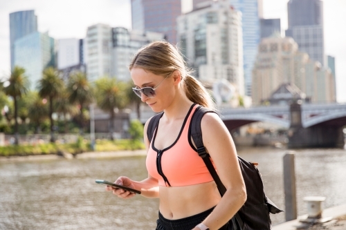 Walking to Catch Up with Friends and Exercise - Australian Stock Image
