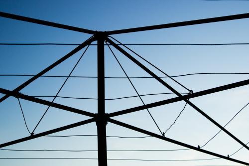 Washing line silhouette against the evening sky - Australian Stock Image