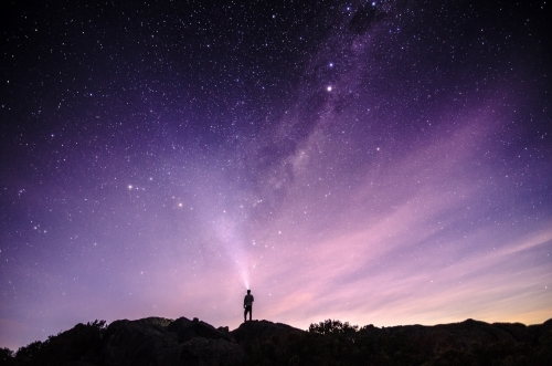 Watching Night Sky Turn into Day - Australian Stock Image