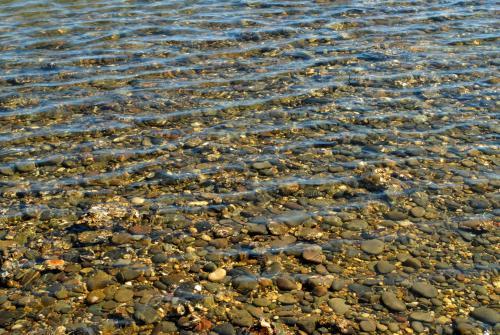 Water ripples over pebbles