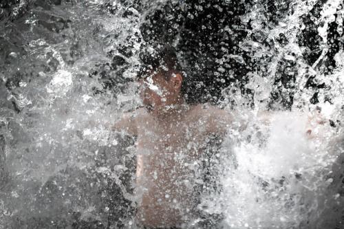 Waterfall boy - Australian Stock Image