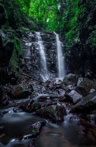 Waterfall in rainforest - Australian Stock Image