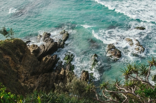 Waves at a cliff