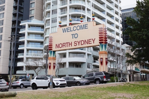 Welcome to North Sydney Sign - Australian Stock Image