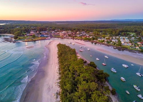 Where the river meets the beach.  Low tide in early morning light across the landscape