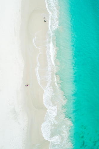 White Sandy Beach With Turquoise Ocean From Above - Australian Stock Image