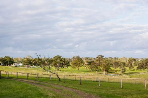 Wide paddocks with distant clouds