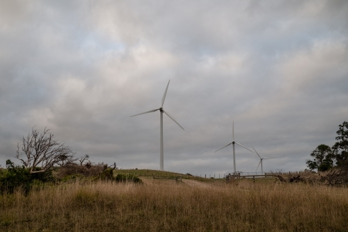 Wind Farm Landscape on a Cloudy Day - Australian Stock Image