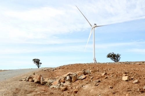 Wind turbine on farm - Australian Stock Image