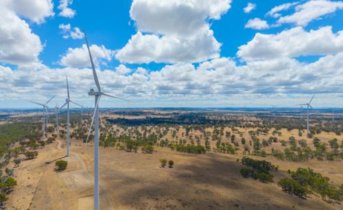 Wind Turbines on the Sapphire Windfarm between Glen Innes and Inverell - Australian Stock Image