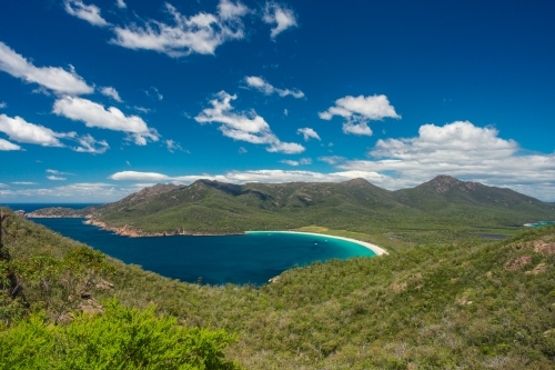 Wineglass Bay from the lookout spot - Australian Stock Image