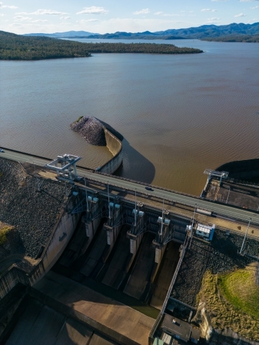Wivenhoe Dam spillway and wall - Australian Stock Image